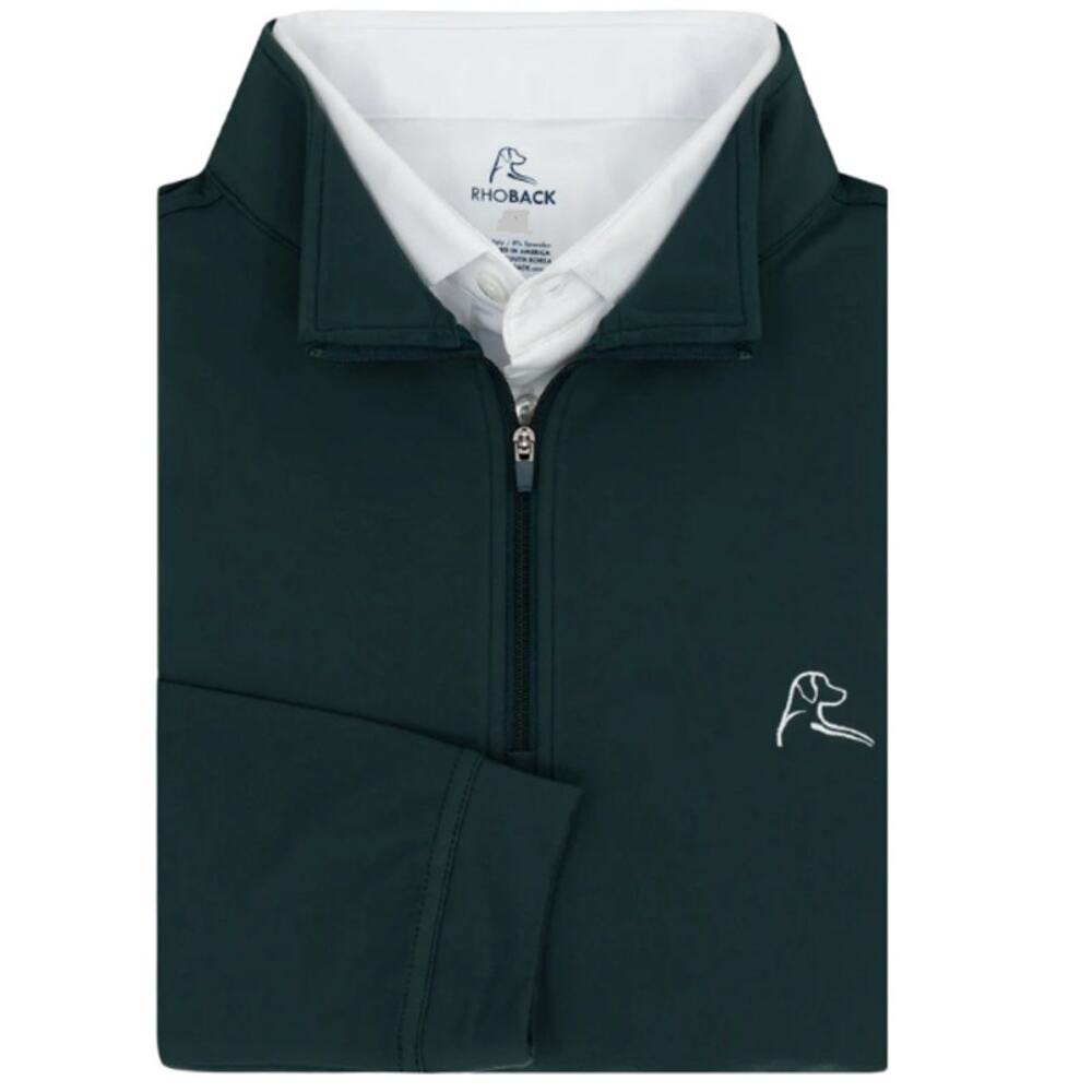 Rhoback Men's Ponderosa Green Solid Performance Quarter-Zip Pullover Size L
